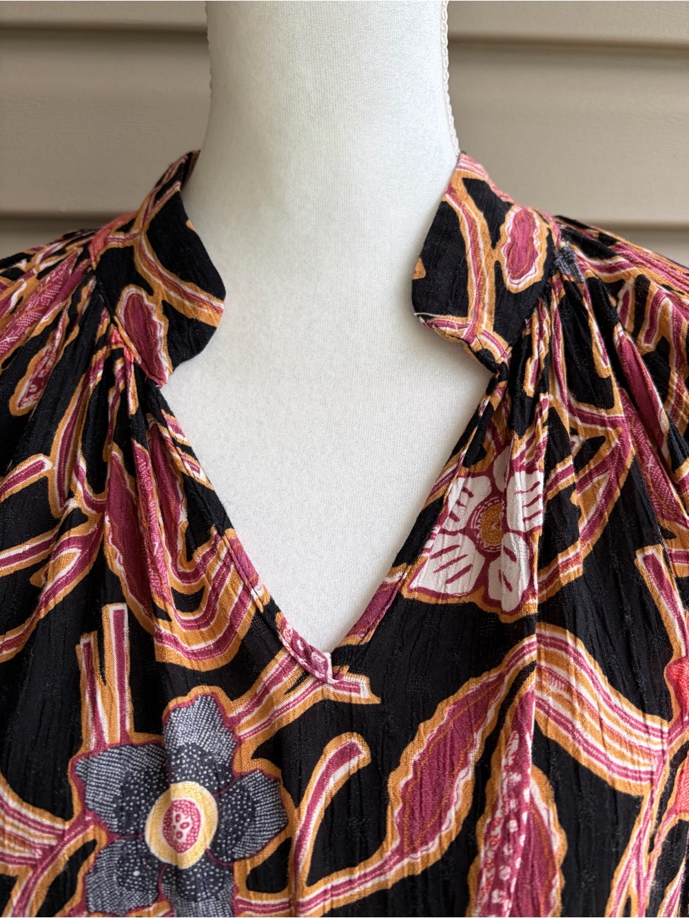 •Christian Siriano• Bohemian Floral Peasant Top - Size Large - Picture 3 of 8